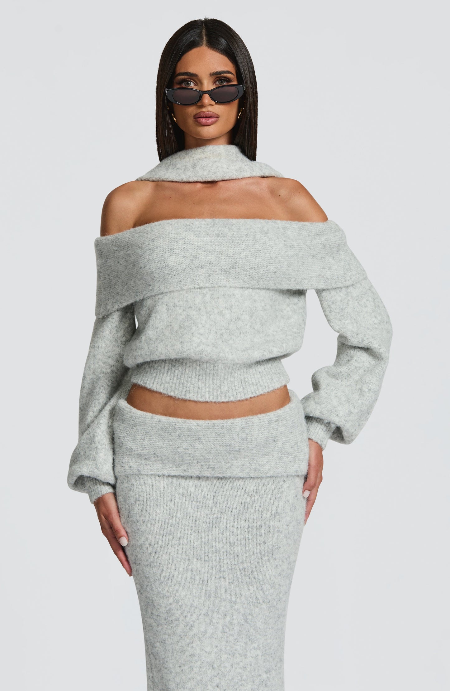 Andie Maxi Skirt - Light Grey Marl