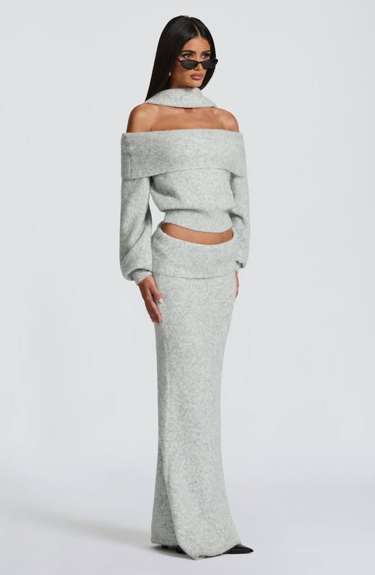 Andie Maxi Skirt - Light Grey Marl