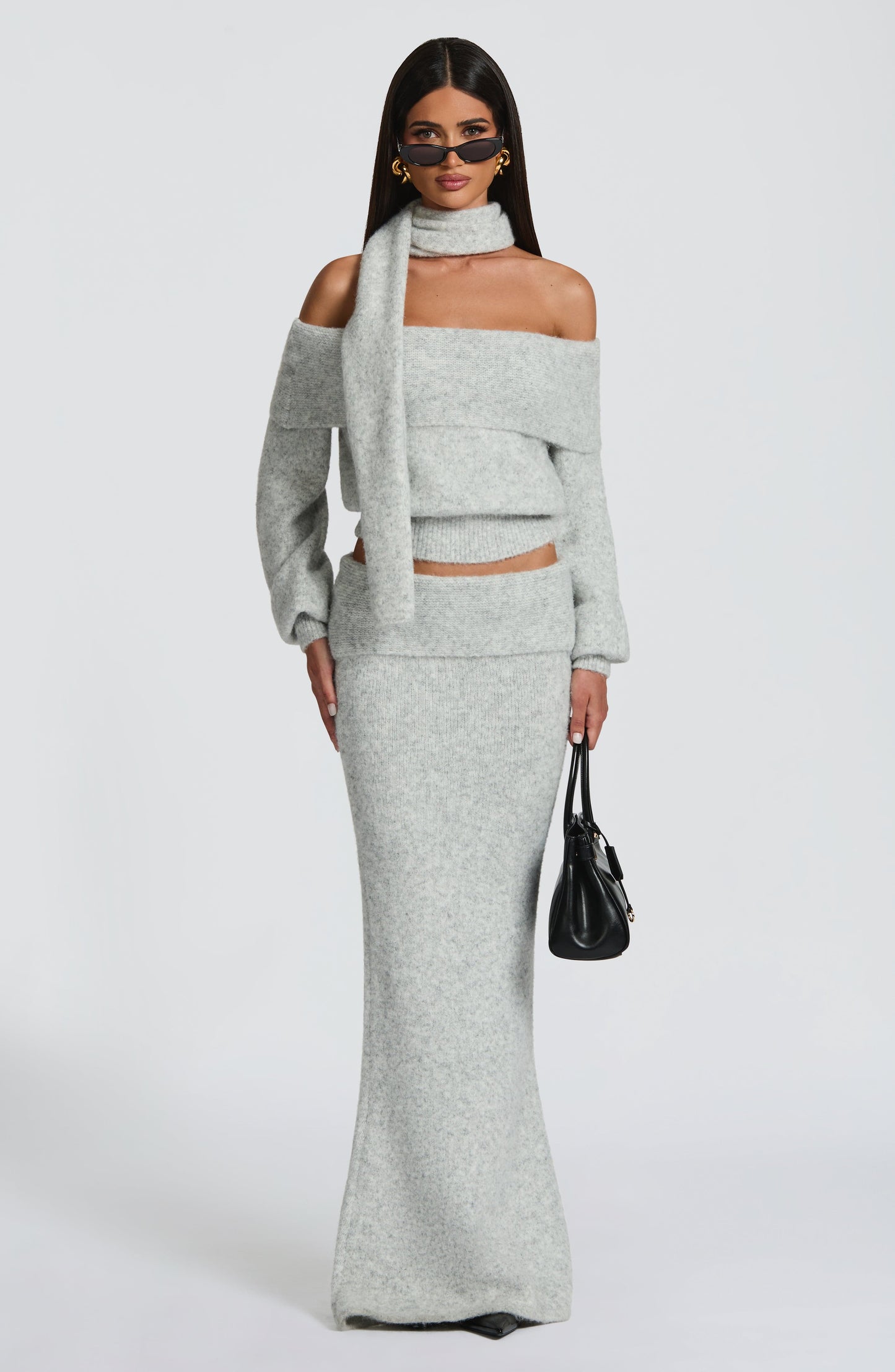 Andie Maxi Skirt - Light Grey Marl