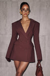 Elvira Mini Dress - Plum Brown