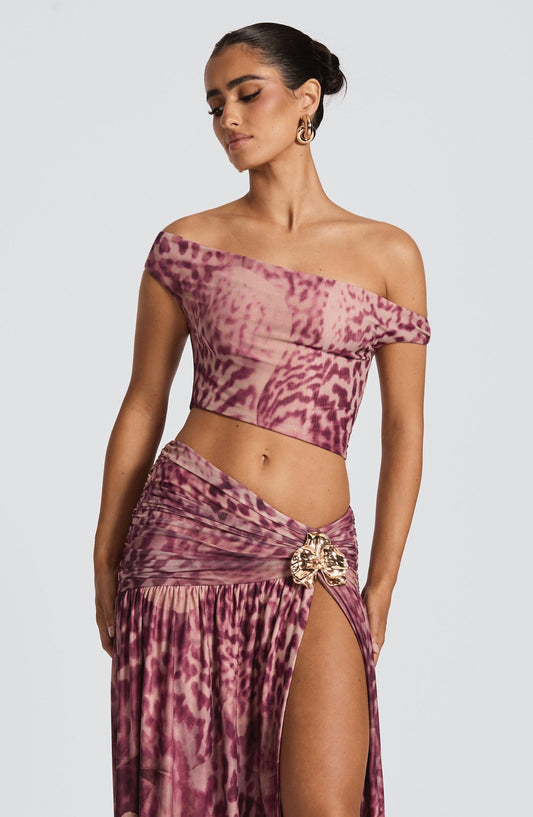 Eva Top - Magenta Orchid Print