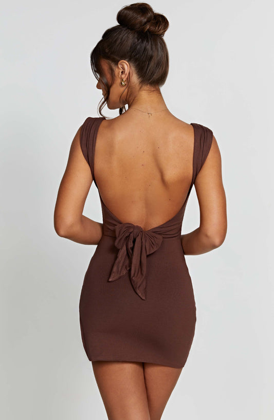 Ria Mini Dress - Chocolate
