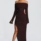 Adelphia Midi Dress - Plum Brown