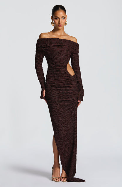 Adelphia Midi Dress - Plum Brown