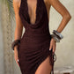 Airla Midi Dress - Plum Brown