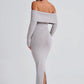 Beverley Knit Maxi Dress - Light Grey Marl