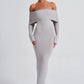 Beverley Knit Maxi Dress - Light Grey Marl