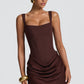 Cornelia Mini Dress - Plum Brown