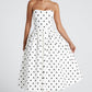 Edith Midi Dress - Black Polka Dot Print