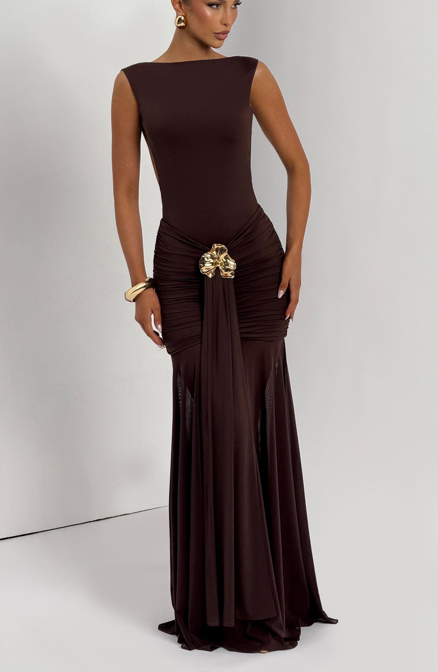 Fae Maxi Skirt - Plum Brown