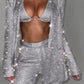 Glacia Oversized Blazer - Silver Sparkle