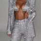 Glacia Oversized Blazer - Silver Sparkle