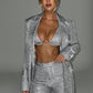 Glacia Oversized Blazer - Silver Sparkle