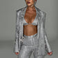 Glacia Oversized Blazer - Silver Sparkle