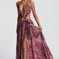 Indianna Maxi Dress - Magenta Orchid Print