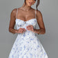 Lacey Mini Dress - Blue Ditsy Print