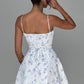 Lacey Mini Dress - Blue Ditsy Print
