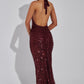 Lorena Maxi Dress - Wine Lined