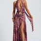 Melania Maxi Dress - Magenta Orchid Print