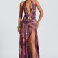 Melania Maxi Dress - Magenta Orchid Print