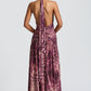 Melania Maxi Dress - Magenta Orchid Print