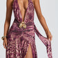 Melania Maxi Dress - Magenta Orchid Print