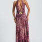 Melania Maxi Dress - Magenta Orchid Print