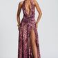 Melania Maxi Dress - Magenta Orchid Print