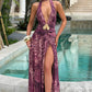 Melania Maxi Dress - Magenta Orchid Print