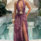 Melania Maxi Dress - Magenta Orchid Print