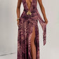 Melania Maxi Dress - Magenta Orchid Print