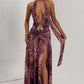 Melania Maxi Dress - Magenta Orchid Print
