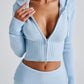 Portia Knit Hoodie - Baby Blue