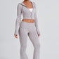 Portia Knit Hoodie - Light Grey Marl