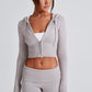 Portia Knit Hoodie - Light Grey Marl