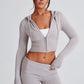 Portia Knit Hoodie - Light Grey Marl