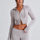Portia Knit Hoodie - Light Grey Marl