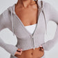 Portia Knit Hoodie - Light Grey Marl