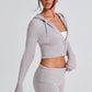 Portia Knit Hoodie - Light Grey Marl