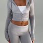Portia Knit Hoodie - Light Grey Marl