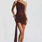 Shazia Mini Dress - Plum Brown