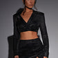 Stefania Cropped Jacket - Black Sparkle