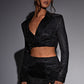 Stefania Cropped Jacket - Black Sparkle