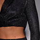 Stefania Cropped Jacket - Black Sparkle