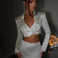 Stefania Cropped Jacket - White Gold Sparkle