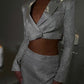 Stefania Cropped Jacket - White Gold Sparkle