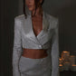 Stefania Cropped Jacket - White Gold Sparkle