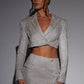 Stefania Cropped Jacket - White Gold Sparkle