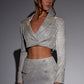 Stefania Cropped Jacket - White Gold Sparkle