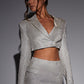 Stefania Cropped Jacket - White Gold Sparkle